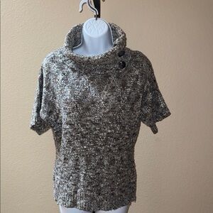 One A Cozy Knit Short Sleeve Cowl Sweater Brown Gray Multi Marl Women’s Size S